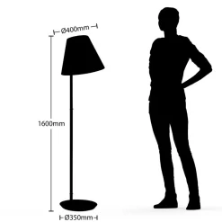 Lucande gulvlampe Jinda, hvit, tre, stoff, 160 cm, E27| Gulvlamper