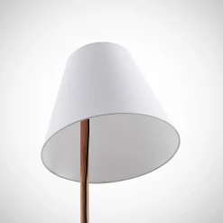 Lucande gulvlampe Jinda, hvit, tre, stoff, 160 cm, E27| Gulvlamper
