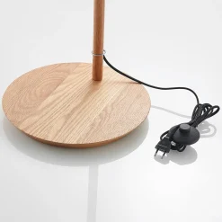 Lucande gulvlampe Jinda, hvit, tre, stoff, 160 cm, E27| Gulvlamper