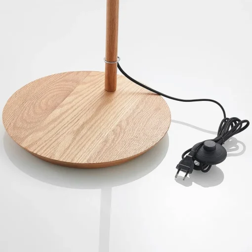 Lucande gulvlampe Jinda, hvit, tre, stoff, 160 cm, E27| Gulvlamper