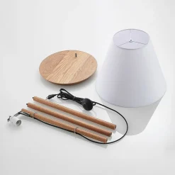 Lucande gulvlampe Jinda, hvit, tre, stoff, 160 cm, E27| Gulvlamper