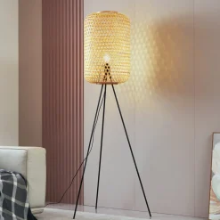 Lucande gulvlampe Jorick, bambus, stativ, høyde 166 cm| Gulvlamper
