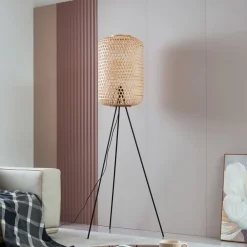Lucande gulvlampe Jorick, bambus, stativ, høyde 166 cm| Gulvlamper
