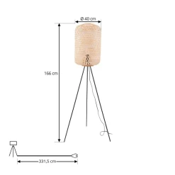 Lucande gulvlampe Jorick, bambus, stativ, høyde 166 cm| Gulvlamper