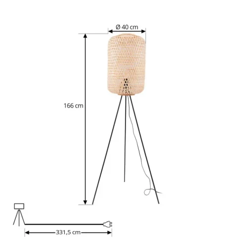 Lucande gulvlampe Jorick, bambus, stativ, høyde 166 cm| Gulvlamper