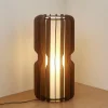 Lucande Gulvlampe Juneta, 75 cm, brun, tre, tekstil| Gulvlamper
