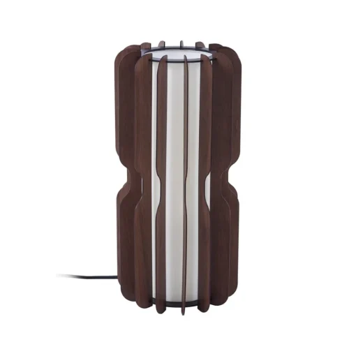 Lucande Gulvlampe Juneta, 75 cm, brun, tre, tekstil| Gulvlamper