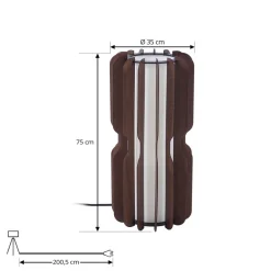 Lucande Gulvlampe Juneta, 75 cm, brun, tre, tekstil| Gulvlamper