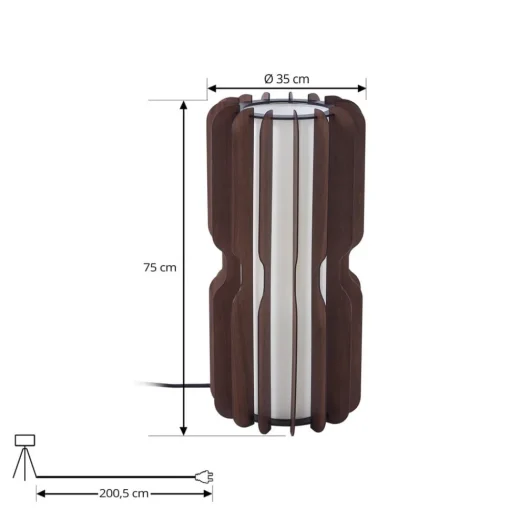 Lucande Gulvlampe Juneta, 75 cm, brun, tre, tekstil| Gulvlamper