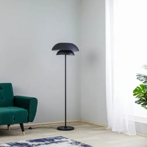 Lucande gulvlampe Kellina, 151 cm, svart, metall, E27| Gulvlamper