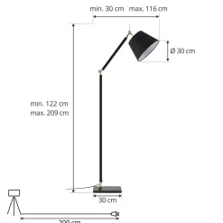 Lucande gulvlampe Marvaine, svart/gullfarget, justerbar| Gulvlamper