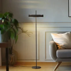 Lucande gulvlampe Nysira, grå metallic, 2 lyskilder| Gulvlamper