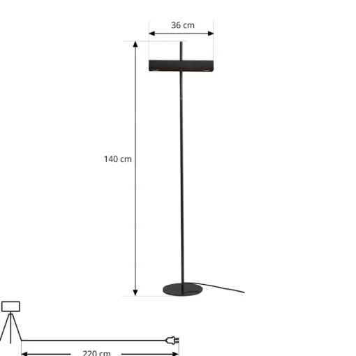 Lucande gulvlampe Nysira, grå metallic, 2 lyskilder| Gulvlamper