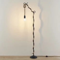 Lucande gulvlampe Ropina, høyde 180 cm, svart, hampetau Online