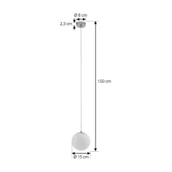 Lucande hengelampe Bidolo, kromfarget, glass, Ø 15 cm, IP44 Discount