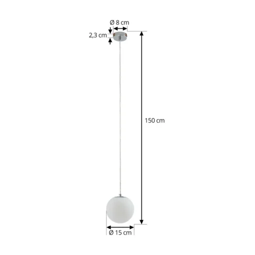 Lucande hengelampe Bidolo, kromfarget, glass, Ø 15 cm, IP44 Discount