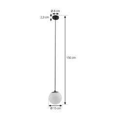 Lucande hengelampe Bidolo, svart, glass, Ø 15 cm, IP44 Hot