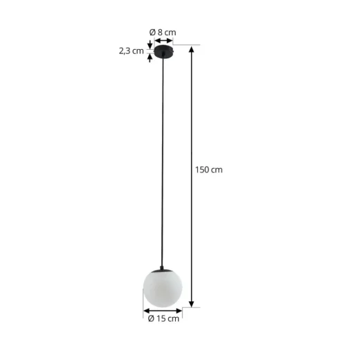 Lucande hengelampe Bidolo, svart, glass, Ø 15 cm, IP44 Hot