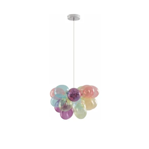 Lucande hengelampe Diborah, Ø 40 cm, fargerik, glass, G9| Pendellamper