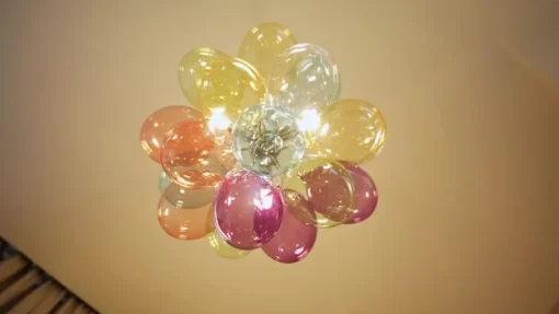 Lucande hengelampe Diborah, Ø 40 cm, fargerik, glass, G9| Pendellamper