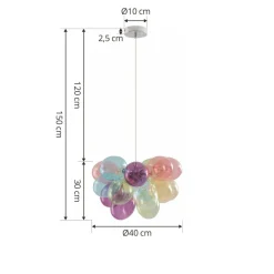 Lucande hengelampe Diborah, Ø 40 cm, fargerik, glass, G9| Pendellamper