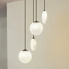 Lucande hengelampe Lunelle, hvit/svart, glass, 4 lyskilder, Ø 40cm Sale