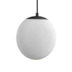 Lucande hengelampe Lunelle, hvit/svart, glass, 4 lyskilder, Ø 40cm Sale