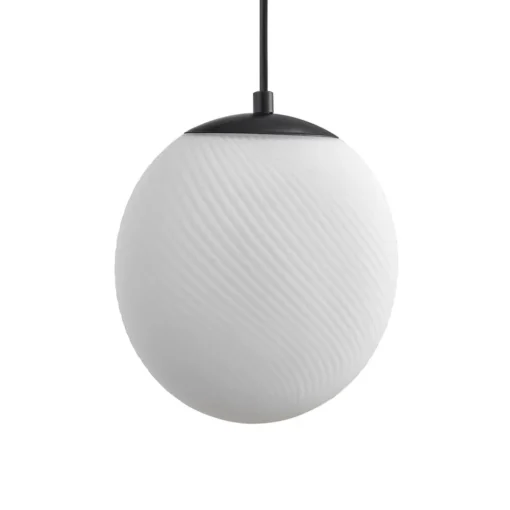 Lucande hengelampe Lunelle, hvit/svart, glass, 4 lyskilder, Ø 40cm Sale
