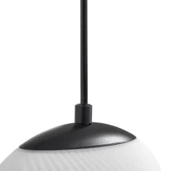 Lucande hengelampe Lunelle, hvit/svart, glass, 4 lyskilder, Ø 40cm Sale