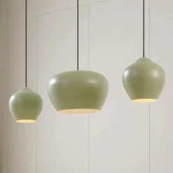 Lucande hengelampe Malisa, grønn, 3 lyskilder, metall, lengde 90 cm| Pendellamper