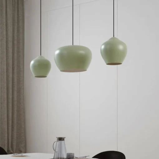 Lucande hengelampe Malisa, grønn, 3 lyskilder, metall, lengde 90 cm| Pendellamper
