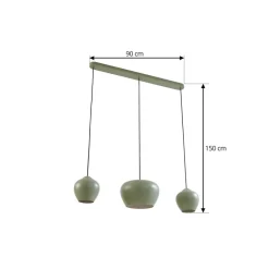 Lucande hengelampe Malisa, grønn, 3 lyskilder, metall, lengde 90 cm| Pendellamper
