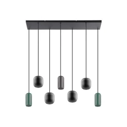 Lucande hengelampe Narion, lineær, svart/brun/grønn, 7-lys New