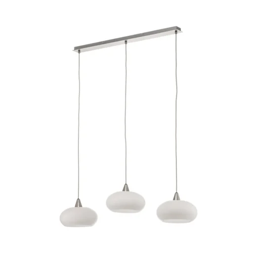 Lucande hengelampe Sharvil, 3 lyskilder, hvit, glass, 97 cm Outlet