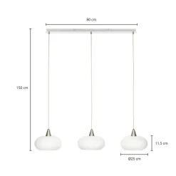 Lucande hengelampe Sharvil, 3 lyskilder, hvit, glass, 97 cm Outlet