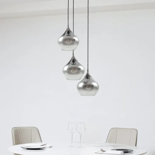 Lucande Jarven hengelampe, 3 lyskilder, svart, glass Best