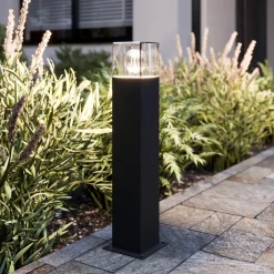 Lucande Keke sokkellampe, høyde 50 cm, antrasitt, aluminium| Terrassebelysning|Sokkellamper