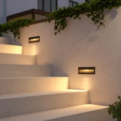 Lucande LED innfelt vegglampe Loya, 23 x 8 cm, grå, IP54 Best