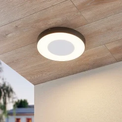 Lucande LED utendørs taklampe Sora, rund, sensor, IP54 Outlet