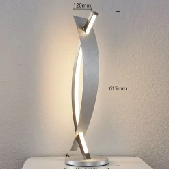 Lucande LED-bordlampe Marija, sølvfarget, dimbar, 62 cm| Bordlamper