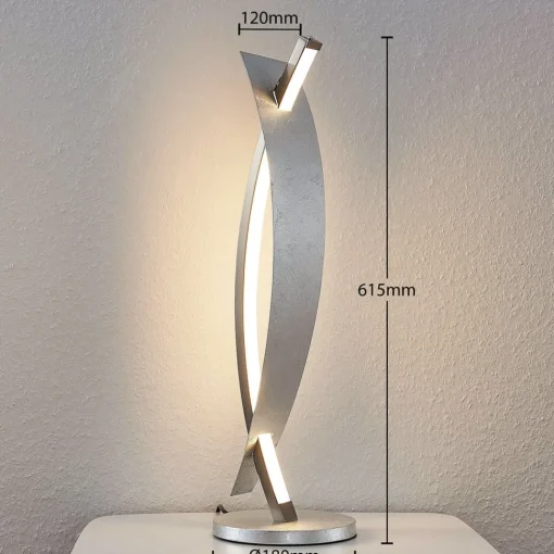Lucande LED-bordlampe Marija, sølvfarget, dimbar, 62 cm| Bordlamper