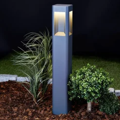 Lucande LED-gatelampe Annika, antrasitt, metall, 80 cm| Kommersiell Utebelysning|Gatebelysning Med Sensor