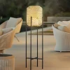Lucande LED-gulvlampe Adebi, svart, bambus, Ø32,5 cm| Led-Utendørs|Terrassebelysning