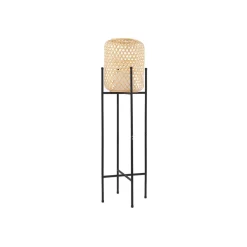 Lucande LED-gulvlampe Adebi, svart, bambus, Ø32,5 cm| Led-Utendørs|Terrassebelysning