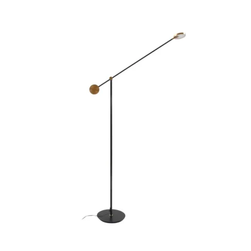 Lucande LED-gulvlampe Adomas, svart/gull, jern, dimbar Discount