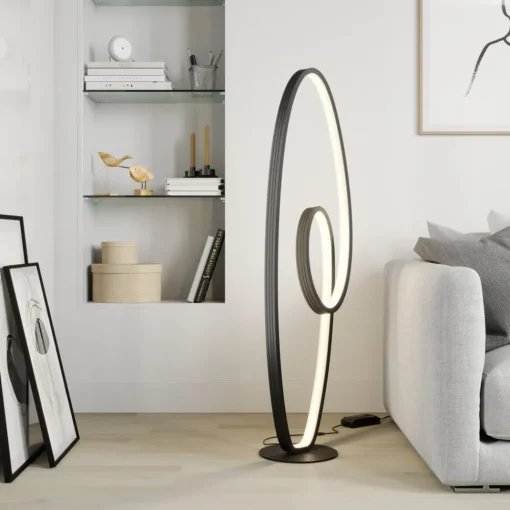 Lucande LED-gulvlampe Bronwyn, 122 cm, antrasitt, aluminium| Gulvlamper