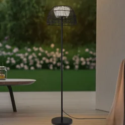 Lucande LED-gulvlampe Heribio, svart, jern, 153 cm Online