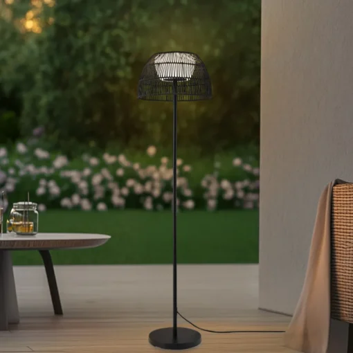 Lucande LED-gulvlampe Heribio, svart, jern, 153 cm Online
