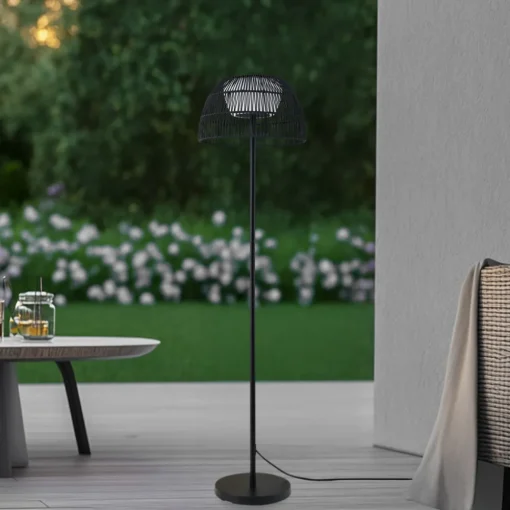 Lucande LED-gulvlampe Heribio, svart, jern, 153 cm Online