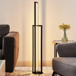 Lucande LED-gulvlampe Hylda, 123 cm, svart, aluminium| Gulvlamper